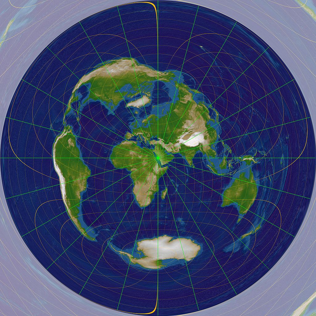 Mecque au centre de la terre, direction de la qiblah